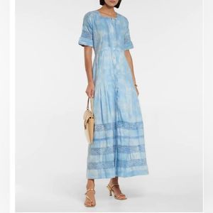 LoveShackFancy Edie Cotton Crochet Lace Midi Dress